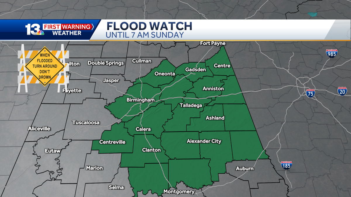 A cool east breeze keeps Alabama below average Sunday