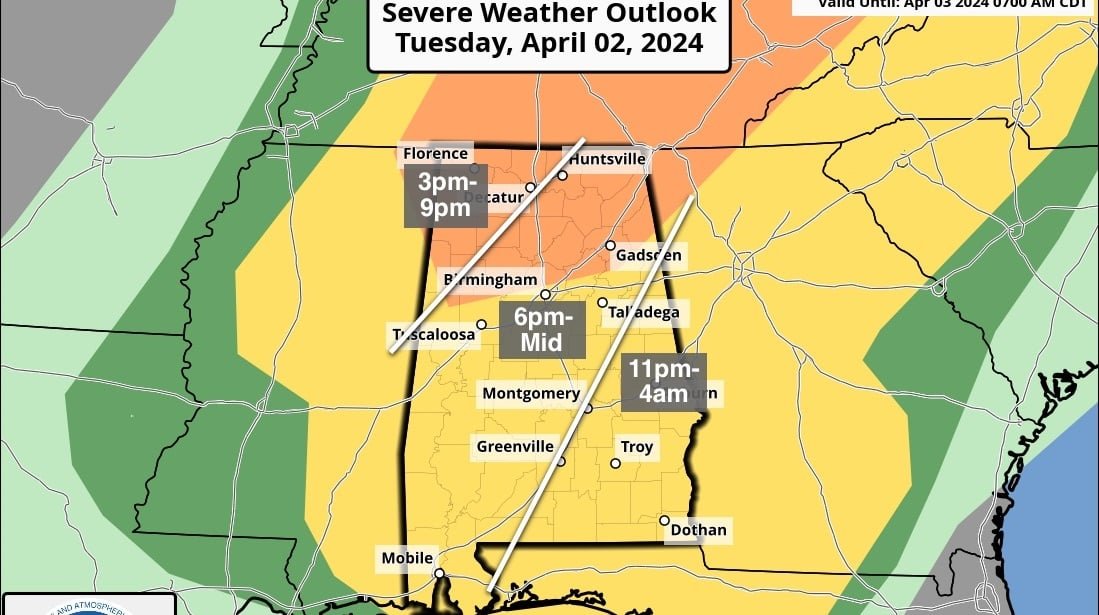 James Spann: Strong to severe storms possible in Alabama Tuesday afte...